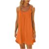 NineFit Basics Early Cyber of Monday Summer Dresses for Women 2024 Sleeveless Trendy Scoop Neck Cute Mini Dress Casual Loose Pleated A Line Cami Sundress, Small, A02#orange view 1