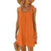 NineFit Basics Early Cyber of Monday Summer Dresses for Women 2024 Sleeveless Trendy Scoop Neck Cute Mini Dress Casual Loose Pleated A Line Cami Sundress, Small, A02#orange view 2