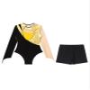 easyforever Gymnastics Bodysuit for Womwen Metallic Contrast Color Long Sleeve Leotard with Shorts Gold X-Large view 4