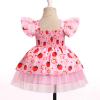 FYMNSI Toddler Girls Strawberry Birthday Dress Flutter Sleeve Lace Ruffle Tulle Tutu Kids Flower Girl Dress Baby Princess 1st 2nd Birthday Outfit Wedding Tea Party Dresses Pageant Ball Gown 9-12M view 4