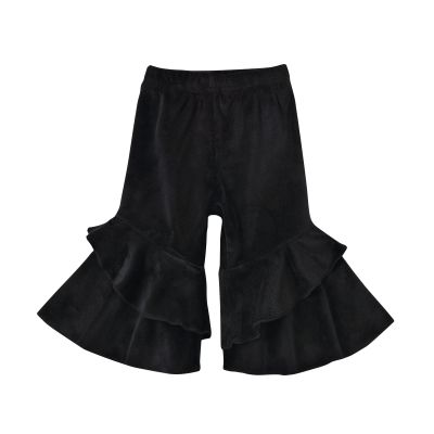Toddler Baby Girl Fashion Bell Bottom Solid Stretchy Ruffle Leggings Infant Flare Pant Wide Leg (Black, 2-3 Years)