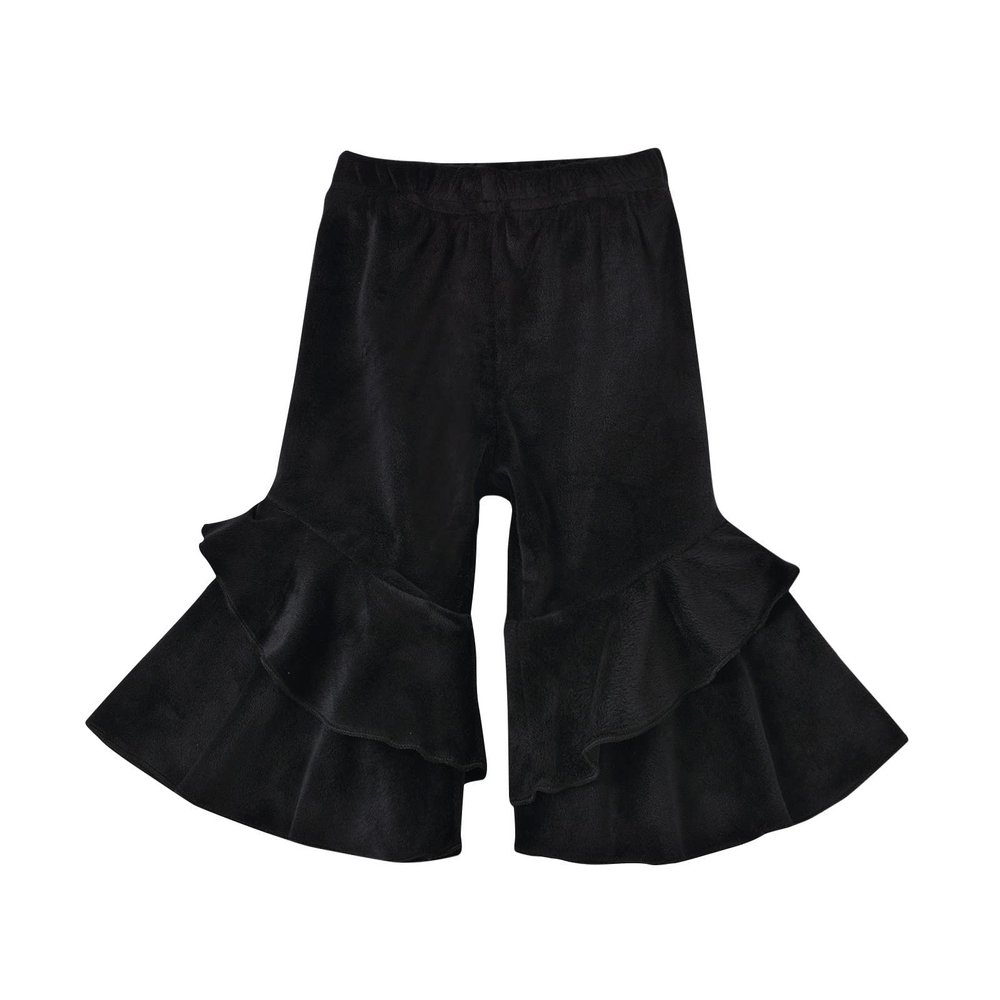 Toddler Baby Girl Fashion Bell Bottom Solid Stretchy Ruffle Leggings Infant Flare Pant Wide Leg (Black, 2-3 Years)