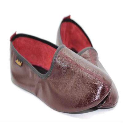 Akdam Mens Indoor Leather Slippers Bordeaux Traditional Babouche House Shoes Barefoot Moccasin (Size 11)