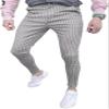 Maiyifu-GJ Formal Striped Dress Pants for Men Stretch Skinny Flat Front Pants Casual Business Slim Fit Pinstripe Trousers (Grey,Small) view 2