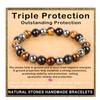 AD Beads Handmade Gemstone Stretch Elastic Bracelet Crystal Healing Reiki Nature's Beauty and Spiritual Essence Unisex (8mm, Triple Protection (Strong Protect)) view 1