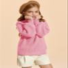 rrhss Girls Mock Neck Loose Knit Sweaters Kids Long Sleeve Slouchy Warm Cute Fashion Pullover Tops 5-14 Years Pink view 2