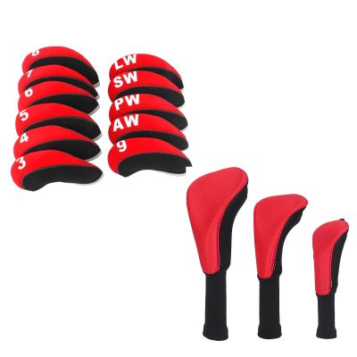 Craftsman Golf 11pcs/Set Neoprene Iron Headcover+3pcs/Set Driver Fairway Hybrids Headcover
