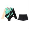 FEESHOW Women Metallic Gymnastic Leotard with Shorts Ballet Dance Bodysuit Ballerina Dancewear Bluegreen X-Large view 3