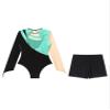 FEESHOW Women Metallic Gymnastic Leotard with Shorts Ballet Dance Bodysuit Ballerina Dancewear Bluegreen X-Large view 4