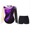 FEESHOW Women Metallic Gymnastic Leotard with Shorts Ballet Dance Bodysuit Ballerina Dancewear Purple Small view 1