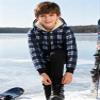Dekomere Boys Zip Up Hoodies Fleece Plaid Jacket Kids Hooded Sweatshirts Sherpa Lined Coat Navy view 3