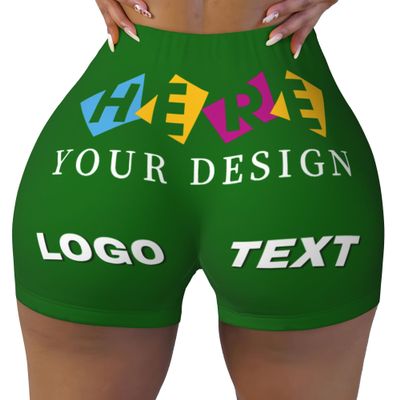 NineFit Basics Custom Yoga Shorts for Women 2 Side Print Customize Your Text Fashion Personalized Custom Shorts for Workout Yoga Gym Personalized Gifts X-Large Dark Green