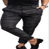 Men's Stretch Skinny Dress Pants Slim Fit Business Casual Plaid Chino Pants Fashion Stretch Flat Front Trousers (Black,Small) view 1