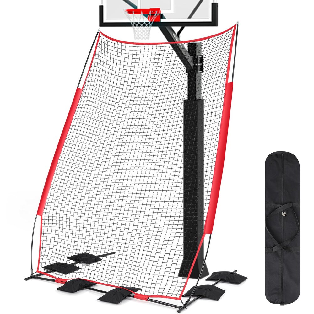 Gemscream Basketball Rebounder Basketball Return System Defensive Net 6.4 x 10 ft Sports Defender Net Catcher Guard and Backstop with 6 Refillable Sandbags for Shooting Return Outdoor Backyard