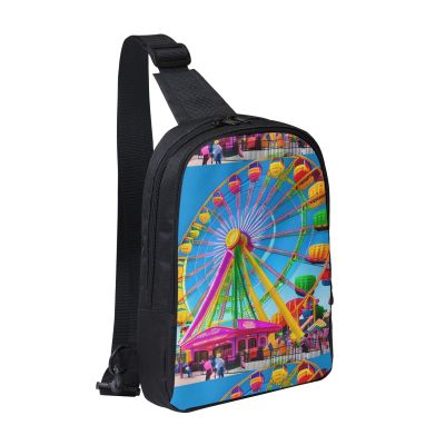 Corlorful Park Adjustable Strap Large Capacity Double Layer Crossbody Chest Bag 7.7x2.4x11.8in For Camping Travel Daily Leisure Activities