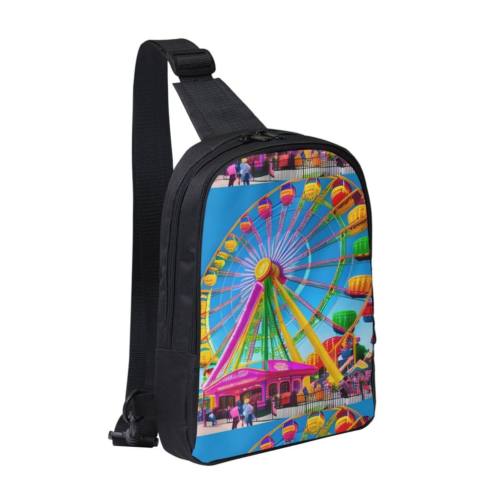 Corlorful Park Adjustable Strap Large Capacity Double Layer Crossbody Chest Bag 7.7x2.4x11.8in For Camping Travel Daily Leisure Activities
