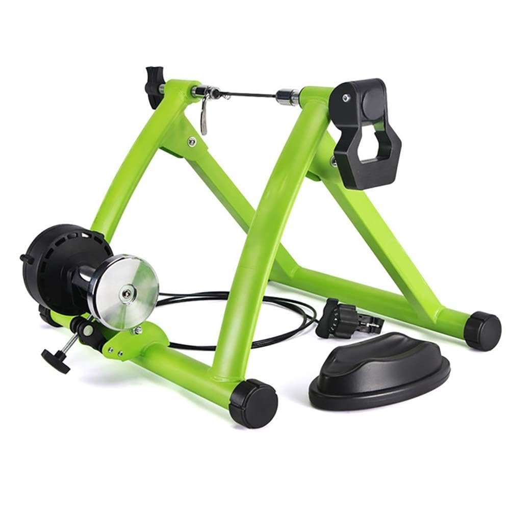 CFDZCP Bike Stand for Indoor Riding Bicycle Turbo Trainer, Foldable Indoor Bike Trainer Stand Noise Reduction, Magnetoresistive Riding Platform Turbo Trainer for Bicycles 26-28 Inch Wheels(Green)