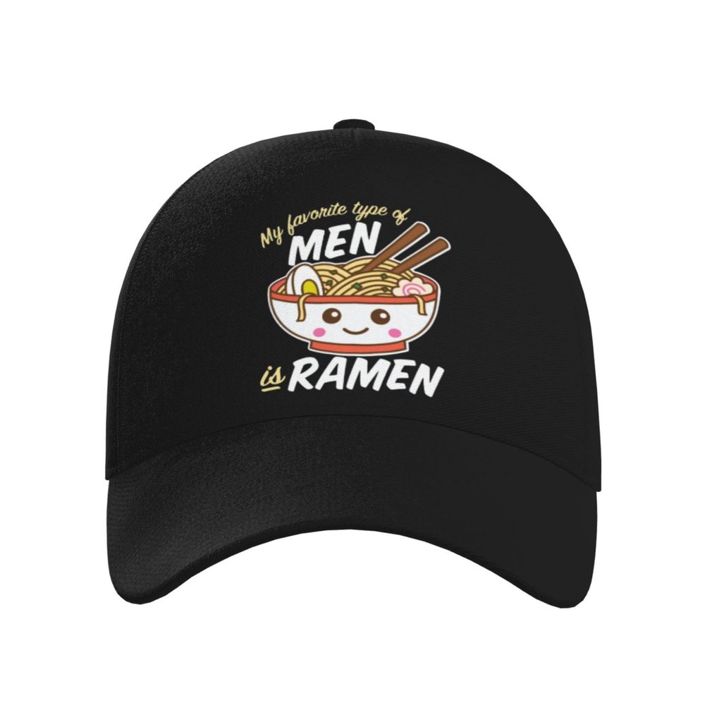 AIZBEGDLU Fashionable Baseball Cap My Favorite Type of Men is Ramen Kawaii Noodles Classic Truck Driver Hat Black