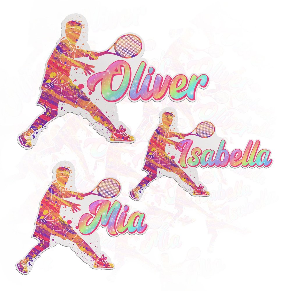 Custom Tennis Sticker Customized Personalized Name, Number Tennis Decal for Stick, Helmet, Water Bottle, Phone Case, Laptops - Vinyl Waterproof Stickers Gift for Girl Boy Sports Fan Merchandise 4