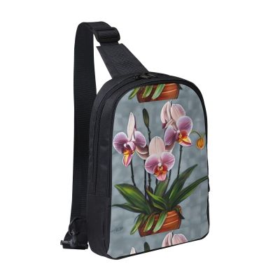 Blooming Orchids Adjustable Strap Large Capacity Double Layer Crossbody Chest Bag 7.7x2.4x11.8in For Camping Travel Daily Leisure Activities