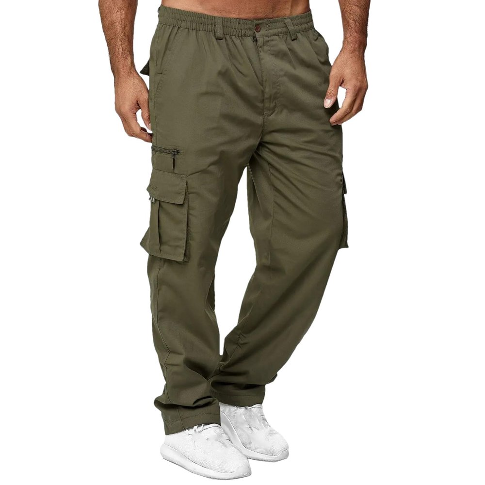 Sweat Pants Men Jogger Cargo Casual Multi Pockets Trousers Cargo Army EN8 M