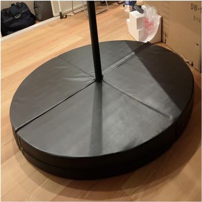 SAFWELAG Dance Pole Black Pole Crash Mat Round, PU Leather Skid Proof Covering, Portable Fitness Pole Dancing Safety Mat, 1in/2in/4in Thick Foldable Yoga Pole Mat(180cm/5.9ft/71in,Thick 3cm/1in)