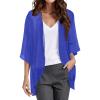 Women Chiffon Kimono Cardigan,Dressy 3/4 Sleeve Chiffon Open Front Lightweight Summer Blouse Tops,Sheer Beach Cover Up Placed by Me(Blue, XL) view 1