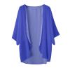 Women Chiffon Kimono Cardigan,Dressy 3/4 Sleeve Chiffon Open Front Lightweight Summer Blouse Tops,Sheer Beach Cover Up Placed by Me(Blue, XL) view 3