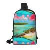 Caribbean Scenery Adjustable Strap Large Capacity Double Layer Crossbody Chest Bag 7.7x2.4x11.8in For Camping Travel Daily Leisure Activities view 2