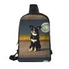 Dog Under Moon Adjustable Strap Large Capacity Double Layer Crossbody Chest Bag 7.7x2.4x11.8in For Camping Travel Daily Leisure Activities view 2