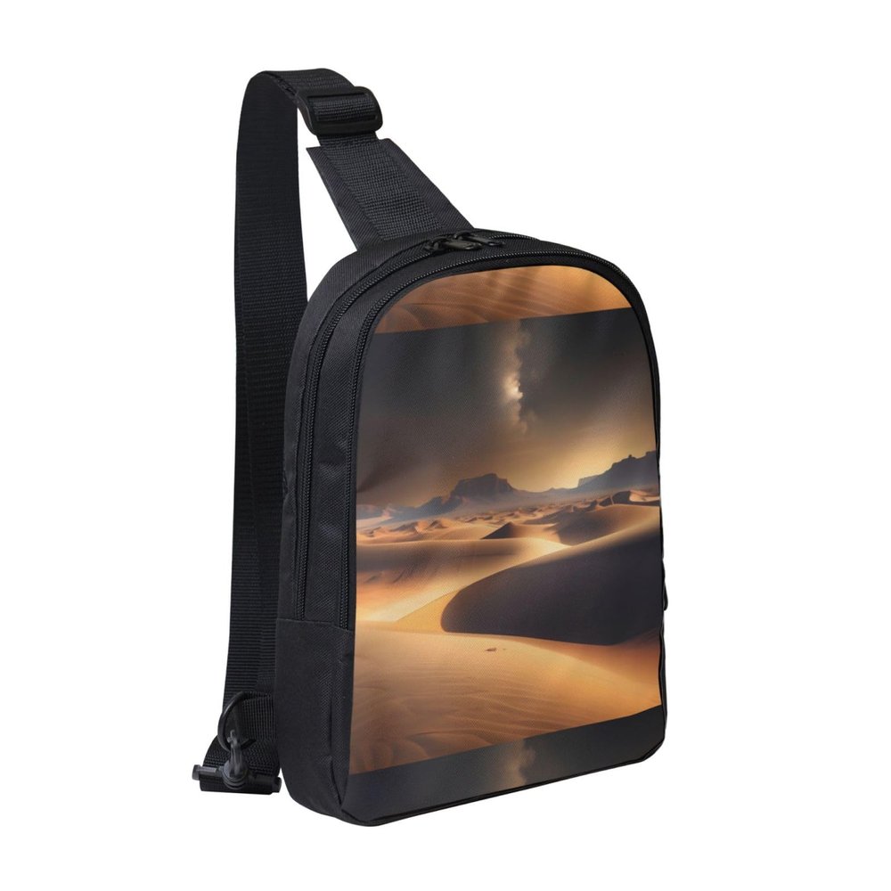 Desert Stars Adjustable Strap Large Capacity Double Layer Crossbody Chest Bag 7.7x2.4x11.8in For Camping Travel Daily Leisure Activities