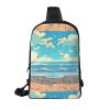 Beach Cartoon Adjustable Strap Large Capacity Double Layer Crossbody Chest Bag 7.7x2.4x11.8in For Camping Travel Daily Leisure Activities view 2