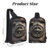 MYGANN Magical Design Norse Runes Compass Adjustable Strap Large Capacity Double Layer Crossbody Chest Bag 7.7x2.4x11.8in For Camping Travel Daily Leisure Activities, Black view 3