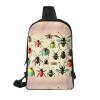 MYGANN Cartoon Small Insects Adjustable Strap Large Capacity Double Layer Crossbody Chest Bag 7.7x2.4x11.8in For Camping Travel Daily Leisure Activities, Black view 2