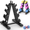 TomCare 4 Tier Dumbbell Rack Stand Only, Weight Rack for Dumbbell Set (5-15 LB) Home Gym Storage Rack for Weights Metal A-Frame Strength Training Dumbbell Racks with Handle (Dumbbells not Included) view 1