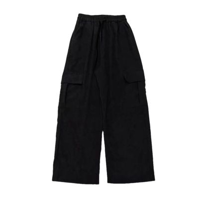 Men Cargo Wide Leg Multi Pockets Long Trousers Streetwear Baggy Solid Color Hip Hop Pants BK001 M