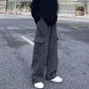 Men Cargo Wide Leg Multi Pockets Long Trousers Streetwear Baggy Solid Color Hip Hop Pants BK001 M view 2