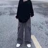Men Cargo Wide Leg Multi Pockets Long Trousers Streetwear Baggy Solid Color Hip Hop Pants BK001 M view 4