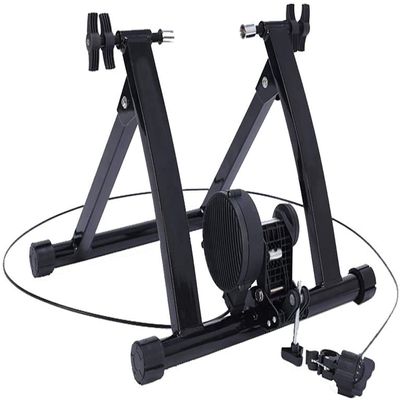 CFDZCP Bike Stand for Indoor Riding Bike Trainer Stand,Bike Trainer Stand Indoor Exercise,5-Speed Magnetic/Wire Controlled Bicycle Stationary Stand, for 26-28 Mountain MTB & Road Bikes(Black)