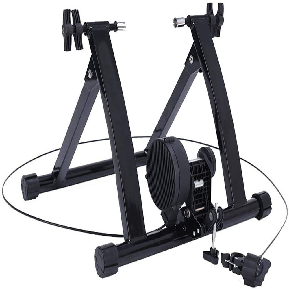 CFDZCP Bike Stand for Indoor Riding Bike Trainer Stand,Bike Trainer Stand Indoor Exercise,5-Speed Magnetic/Wire Controlled Bicycle Stationary Stand, for 26-28 Mountain MTB & Road Bikes(Black)