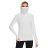 BASSDASH Womens UPF 50+ Sun Protection Hoodie with Face Mask Neck Gaiter Breathable Long Sleeve Shirt for Hiking Fishing White view 1