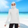 BASSDASH Womens UPF 50+ Sun Protection Hoodie with Face Mask Neck Gaiter Breathable Long Sleeve Shirt for Hiking Fishing White view 3