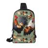 Rooster And Chicken Adjustable Strap Large Capacity Double Layer Crossbody Chest Bag 7.7x2.4x11.8in For Camping Travel Daily Leisure Activities view 2