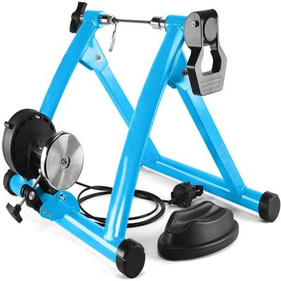 CFDZCP Bike Stand for Indoor Riding Foldable Exercise Bike Trainer Stand, Premium Steel Bike Bicycle Indoor Exercise Bike Stationary Workout Trainer StandFits for 26in-28in Wheels(Blue)