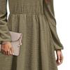 NineFit Basics Womens Spring Round Neck Dress Ruffle Elegant Empire Waist Mini Swing Dresses Casual Long Sleeve Smocked Beach Dress (Large,Green) view 3