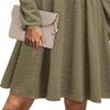 NineFit Basics Womens Spring Round Neck Dress Ruffle Elegant Empire Waist Mini Swing Dresses Casual Long Sleeve Smocked Beach Dress (Large,Green) view 4