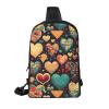 Colorful Hearts Adjustable Strap Large Capacity Double Layer Crossbody Chest Bag 7.7x2.4x11.8in For Camping Travel Daily Leisure Activities view 2