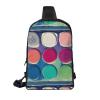 MYGANN Round Color Palette Adjustable Strap Large Capacity Double Layer Crossbody Chest Bag 7.7x2.4x11.8in For Camping Travel Daily Leisure Activities, Black view 2