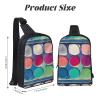 MYGANN Round Color Palette Adjustable Strap Large Capacity Double Layer Crossbody Chest Bag 7.7x2.4x11.8in For Camping Travel Daily Leisure Activities, Black view 3