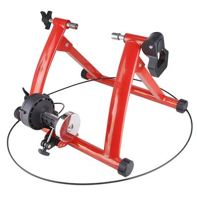 CFDZCP Bike Stand for Indoor Riding Bicycle Turbo Trainer, Foldable Indoor Bike Trainer Stand Noise Reduction, Magnetoresistive Riding Platform Turbo Trainer for Bicycles 26-28 Inch Wheels(Red)